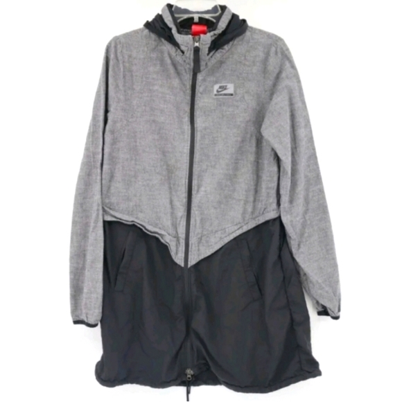 Nike women's S international jacket parka 831685-010 black gray hideaway hoodie - Picture 1 of 12